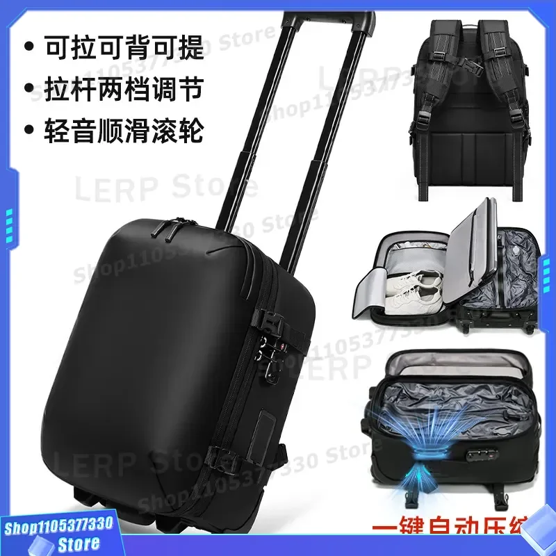 Large Capacity Vacuum Compression Backpack Portable Tie Rod Bag for Travel Boarding Expansion Feature Lightweight Design