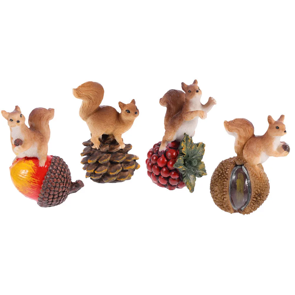 

4Pcs Squirrel Decoration Resin Garden Statues for Outdoor Yard Lawn Landscape Realistic Animal Ornament Home Decor Gift
