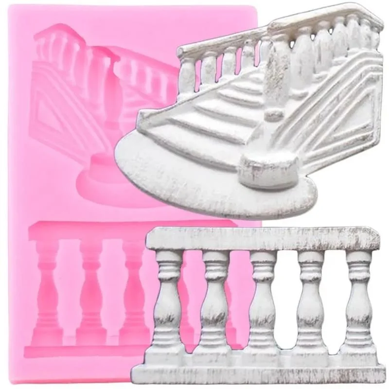 Staircase Railing Silicone Molds Cake Border Fondant Mold DIY Party Cake Decorating Tools Candy Clay Chocolate Gumpaste Mold