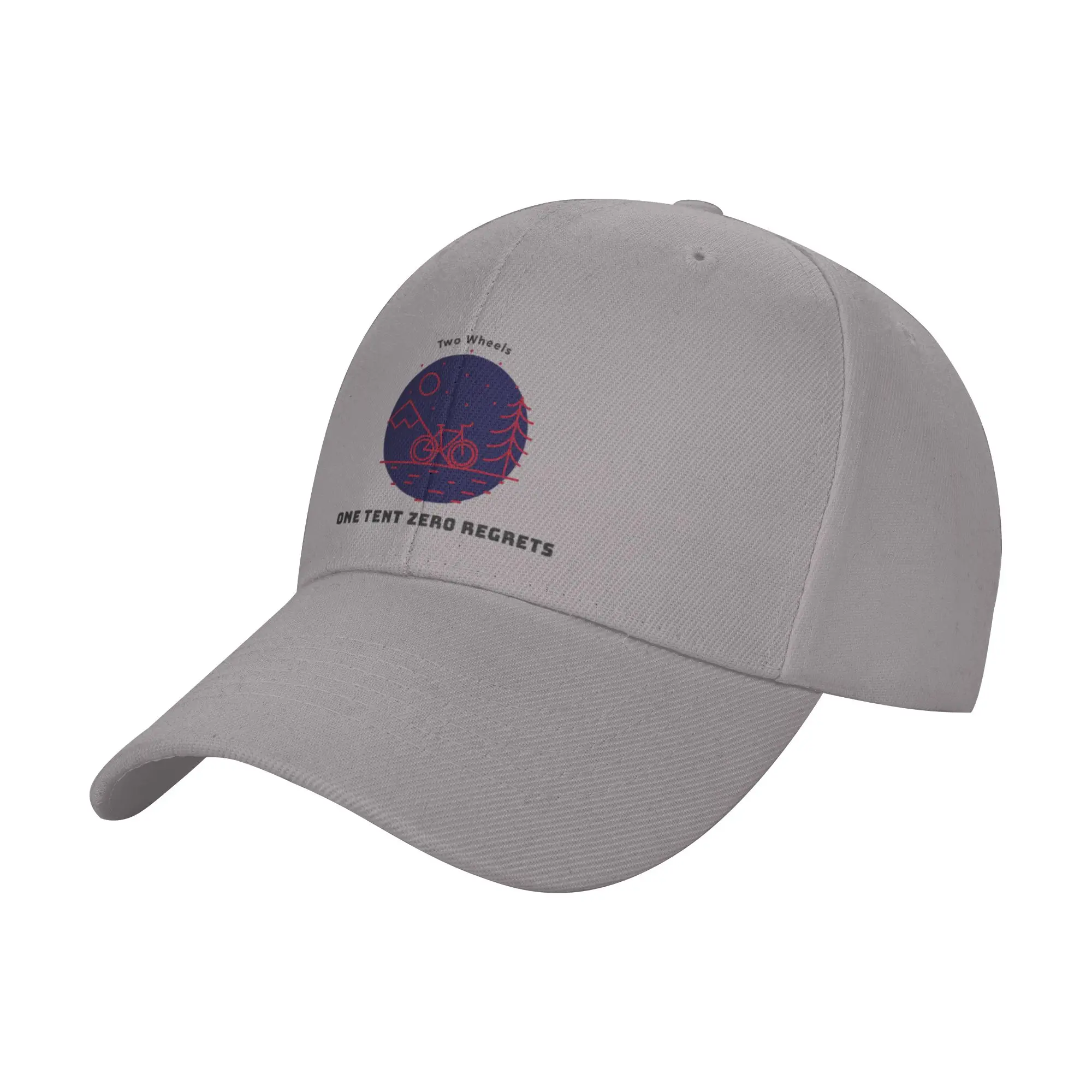 CAMPING AND BIKING TWO WHEELS ONE TENT ZERO REGRETS T-SHIRT Trendy Baseball Cap Mountain Climbing Hip Hop Cap Baseball Cap