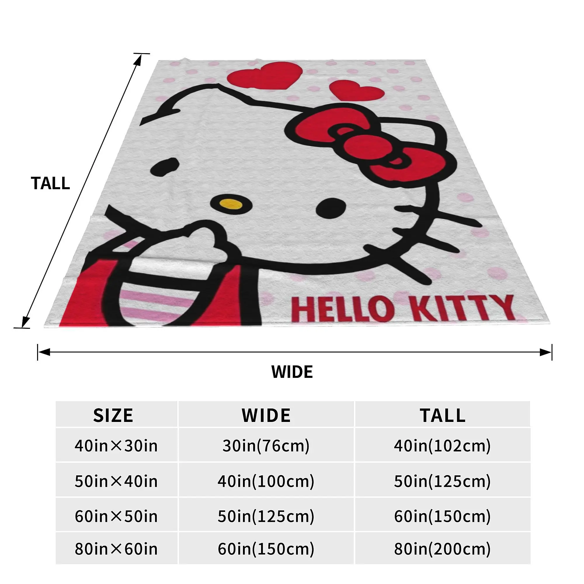 Hello Kitty Graphic Fleece Throw Blankets Cute Cartoon Blankets for Bed Bedroom Soft Bedroom Quilt