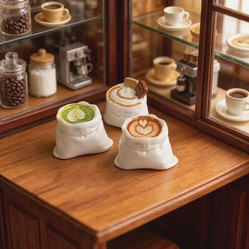 10Pcs Mini Fake Pocket Coffee Resin Charms Simulated Food Ornaments for DIY Scrapbooking Desktop Decor