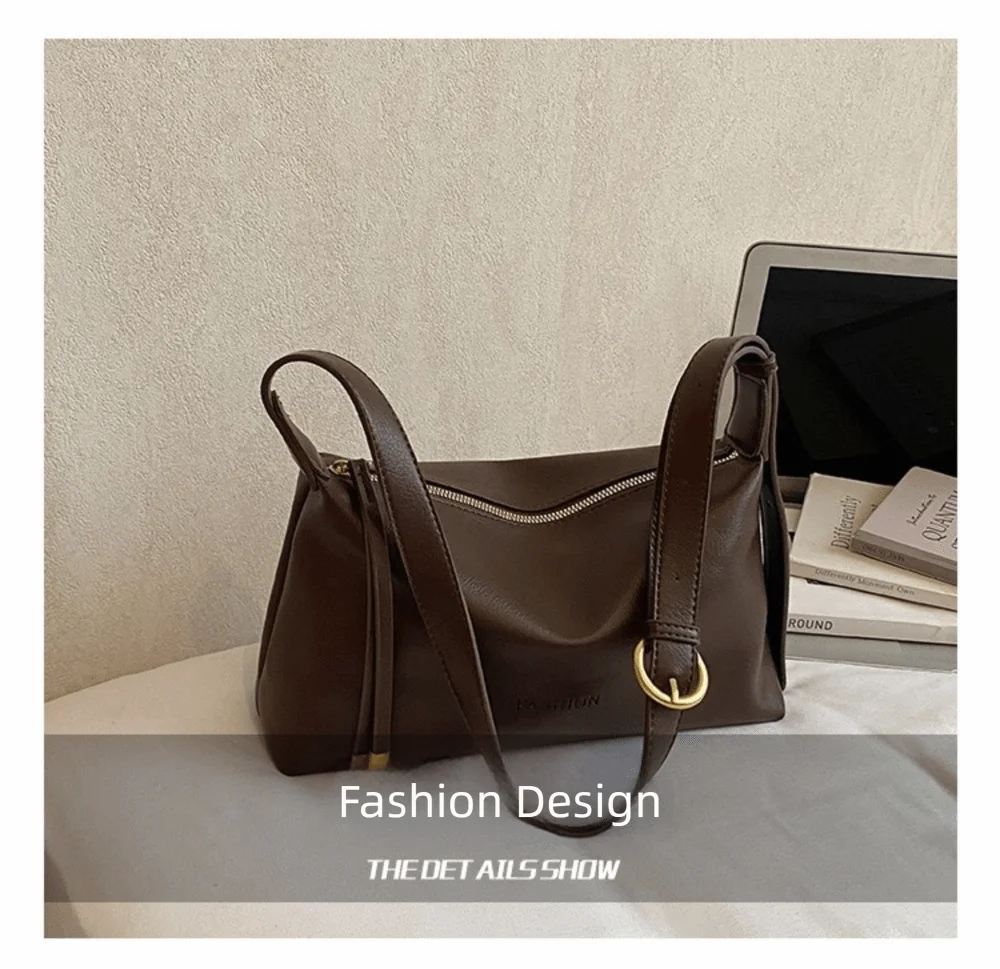 Trendige PU-Leder Damen Umhängetasche Lässige Große Kapazität Dumpling-Tasche Retro Vielseitige Unterarmtasche für den Täglichen Gebrauch – Detail 4
