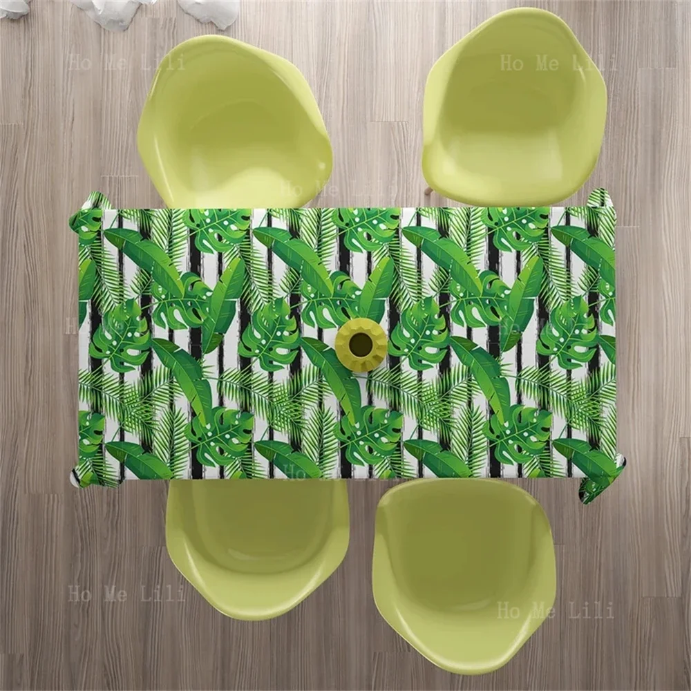 Exotic Tropical Plant Patterns Rectangle Tablecloth For Tabletop Decor