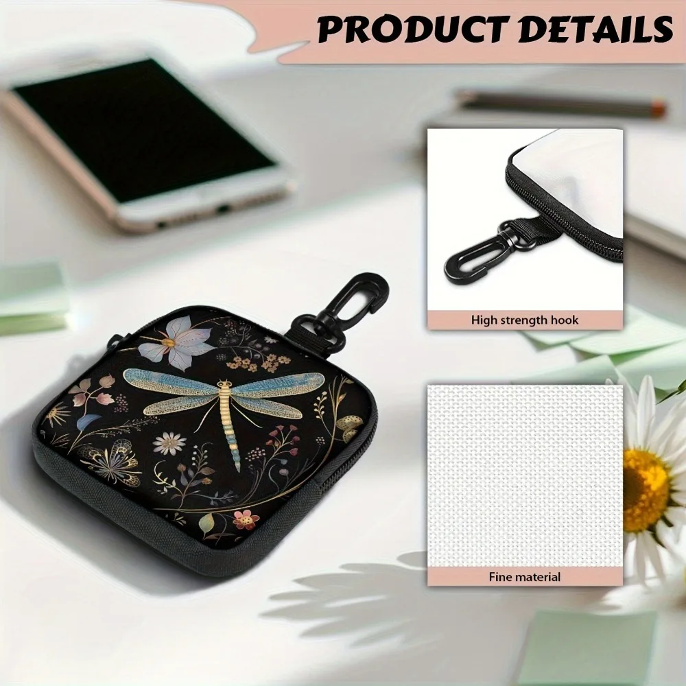 New Mini Coin Purse Lightweight Durable Wallet Waterproof Dragonfly Heart Print Earphone Bag Friends gift