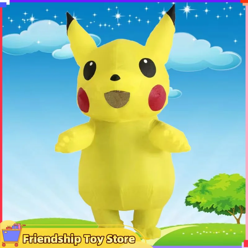 Cute Pokemon Pikachu vestiti gonfiabili bambola puntelli Costume bambini Halloween bambini adulti prestazioni vestire divertenti puntelli giocattoli