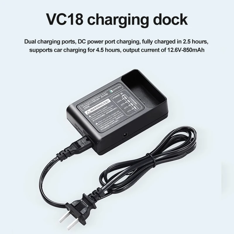 GODOX VC-18 Charger Kit for Godox VB18 Li-ion Battery Ving V850 II V860II-S V860C V860II Speedlite Flash