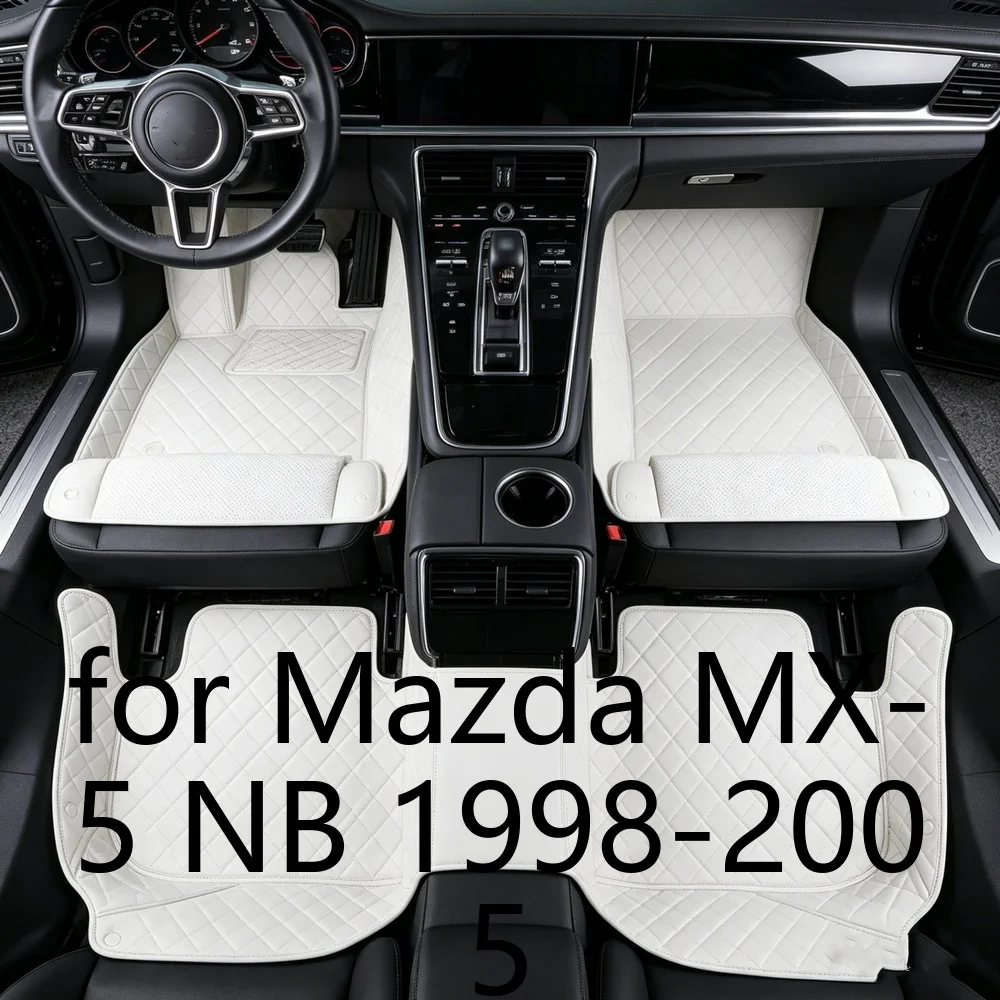 Premium Vollflächige Autofußmatten für Mazda MX-5 NB 1998-2005 2-Sitzer PU-Leder Wasserdicht Rutschfest Allwetterschutz Auto-Innenraum-Bodenschutz 9011