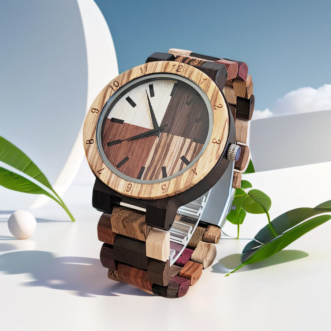 Men Colorful Wooden Watches Strap Hand Wood Watch Cloock Quartz Wrist Watch for Men Timepieces Chronograph reloj de madera