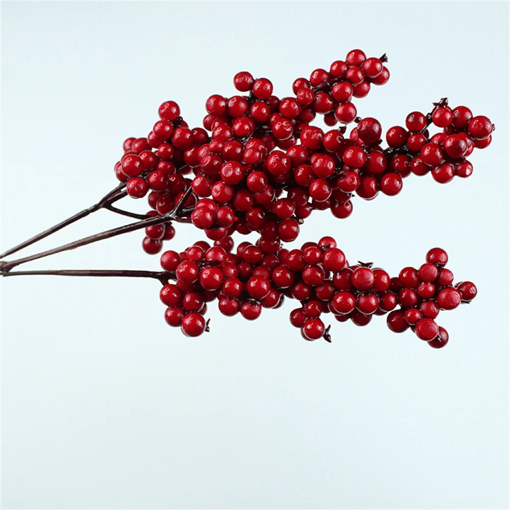 Red Artificial Pine Cones Simulated Berry Branch 20cm Festive Garlands Holiday Ornaments For For Home Destop Oranments Decor New