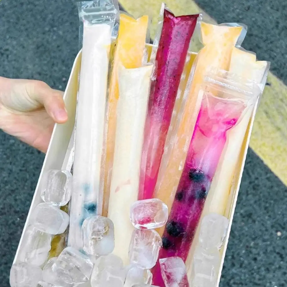 10/50pcs Disposable Transparent Ice Popsicle Bags DIY Ice Cream Pops Fruit Juice Smoothies Yogurt Mold Bag Kids Ice Lolly Bag