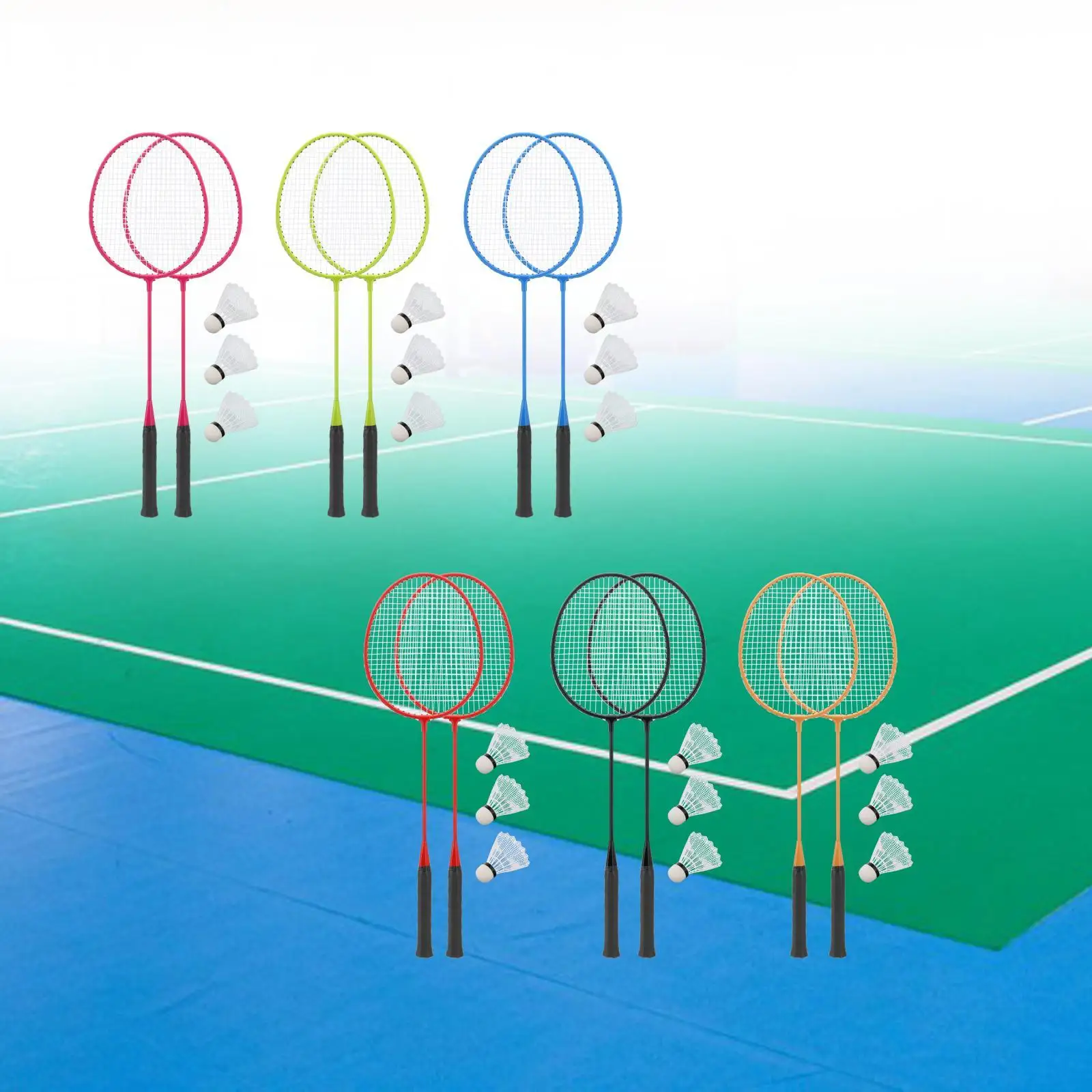 

2x Badminton Rackets with 3 Nylon Balls Professional Badminton Equipment