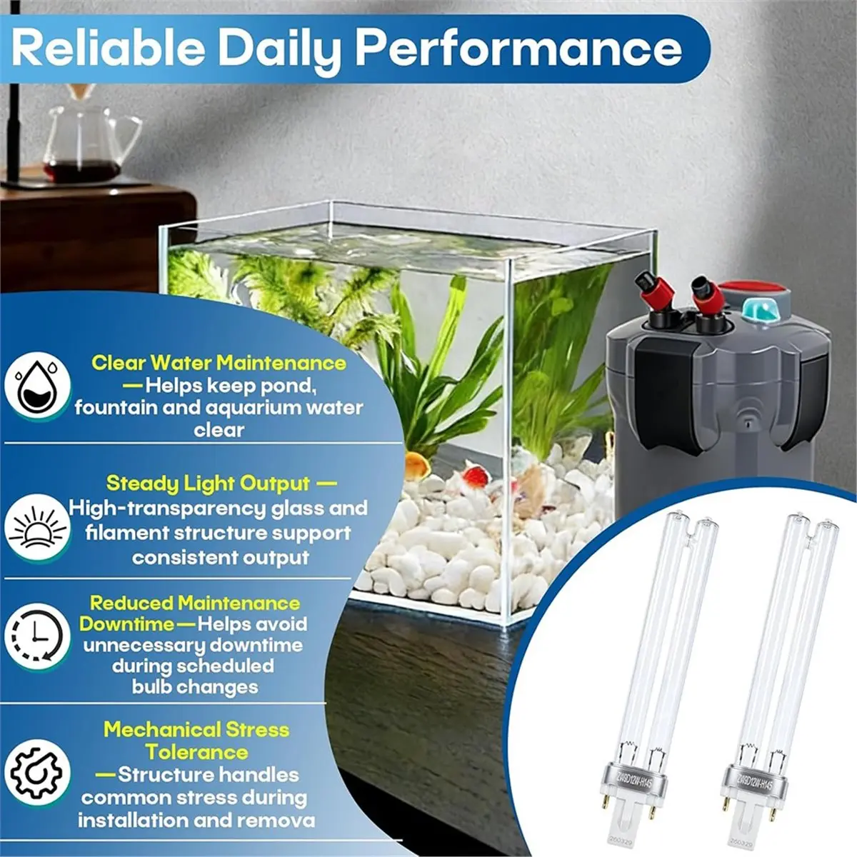 (A02R] 2-Pack 9W UV Light Bulbs for Aquariums and Ponds, G23 Base for GreenFree UVC-9 Pond Clarifier & JUP-01