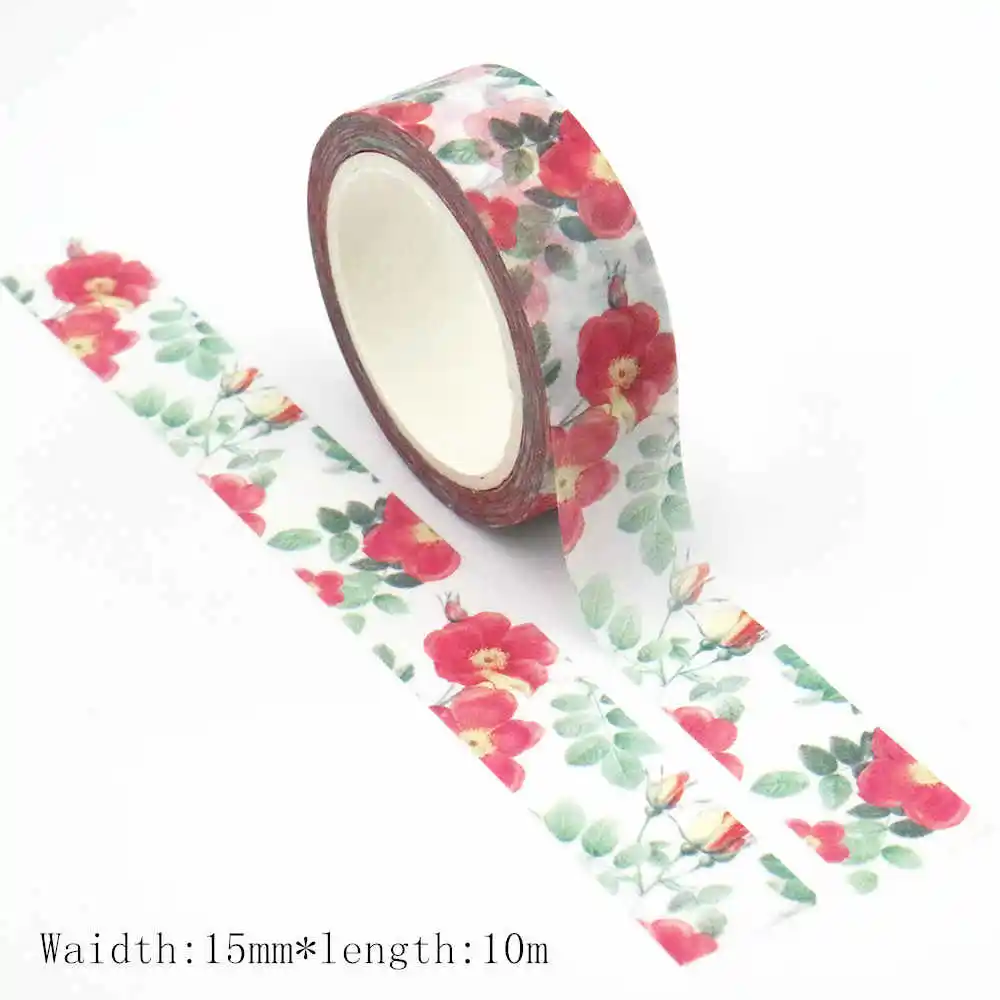 10PCS/lot 15mm*10m Vintage Floral Washi Tape DIY Scrapbooking Paper Photo Album Adhesive Stationery Masking Tape stickers