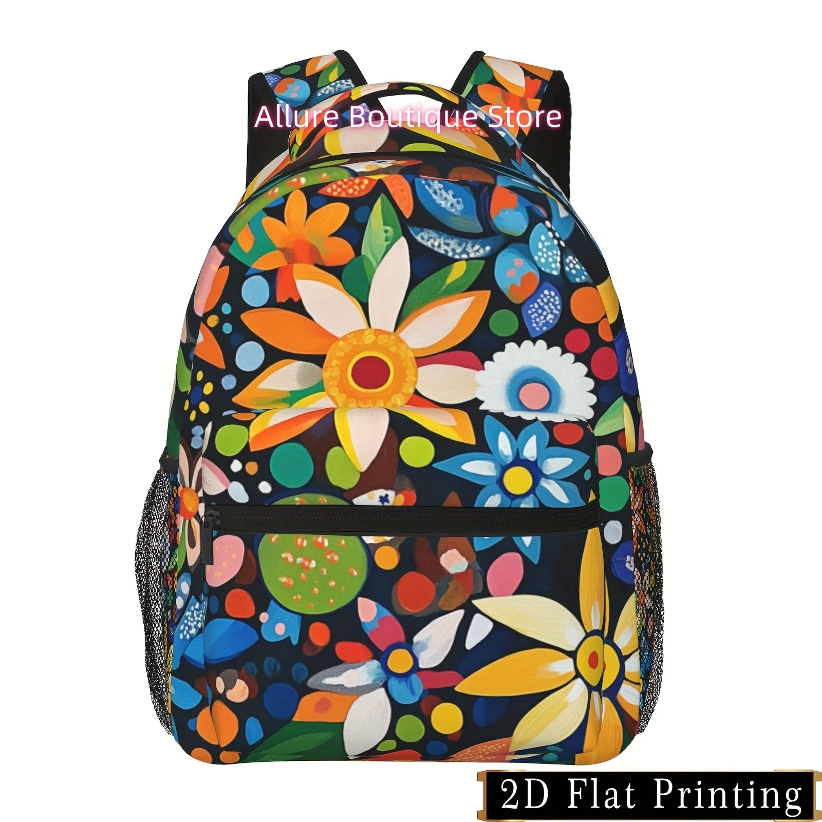 Youth Campus Student Backpack with Floral Patterns, Featuring Large Capacity Back and Waist Protection Design, Fashionable and C