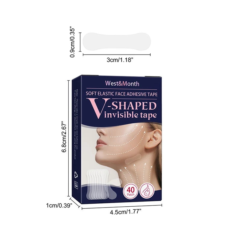 40pcs Invisible Breathable Thin Face Stickers Waterproof V-Shaped Facial Line Wrinkle Sagging Tighten Chin Lifting Adhesive Tape