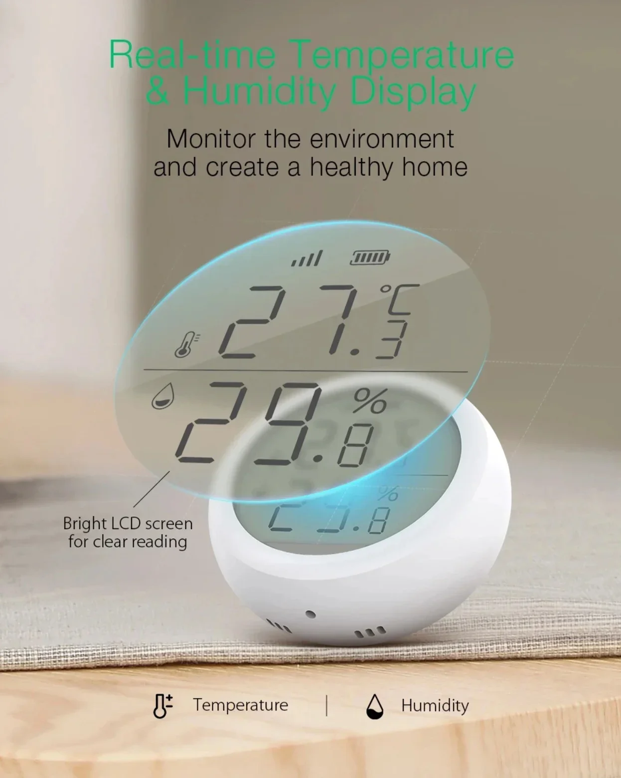 

Smartier TUYA Smart Wifi Wireless Smart Temperature and Humidity SensorDigital Display
