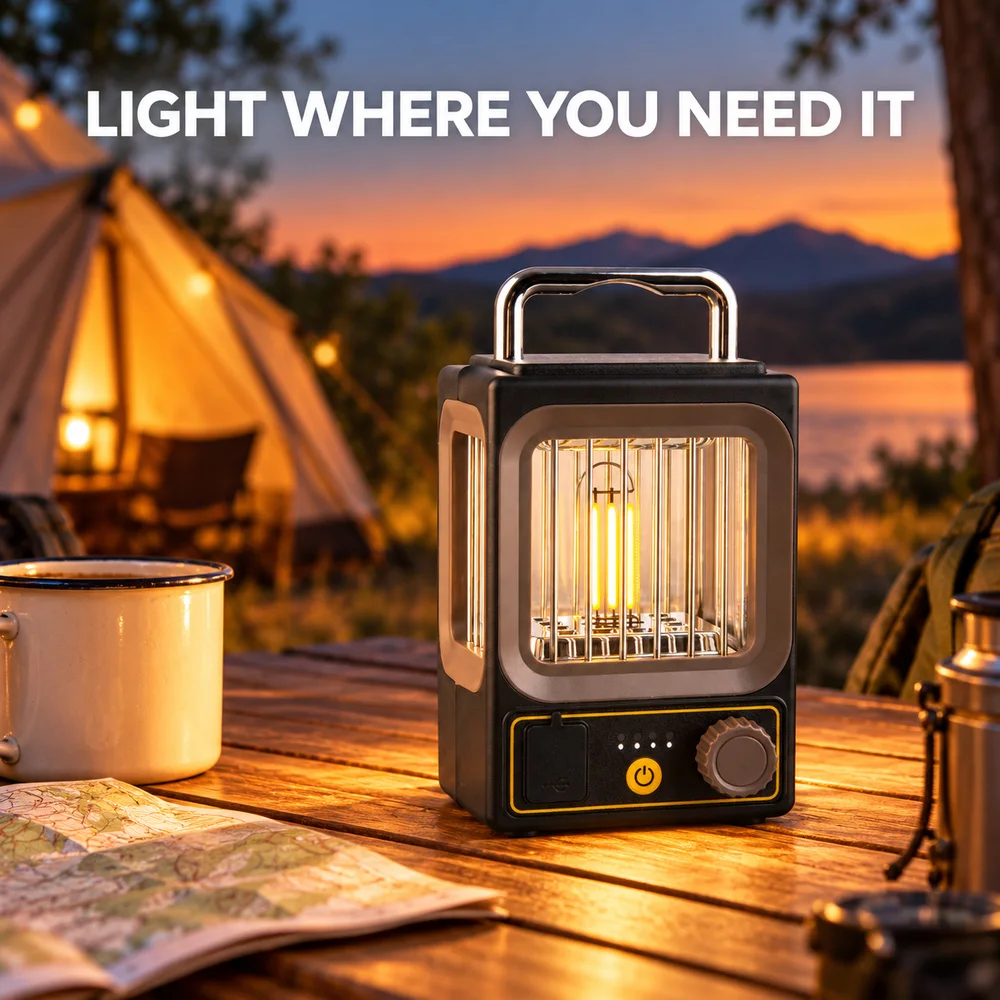 Zoe Rechargeable Solar Camping Lantern Portable LED Tent Light With Adjustable Brightness Type C Charging USB Output For Outdoor Camping Hiking Backyard And Home Emergency Lighting
