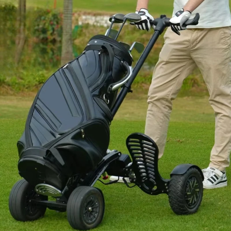 

New Four Wheel 10 Inch 1600w Stand up Aluminium Golf Buggy Golf Push Cart Folding Electric Trolley Golf Scooter