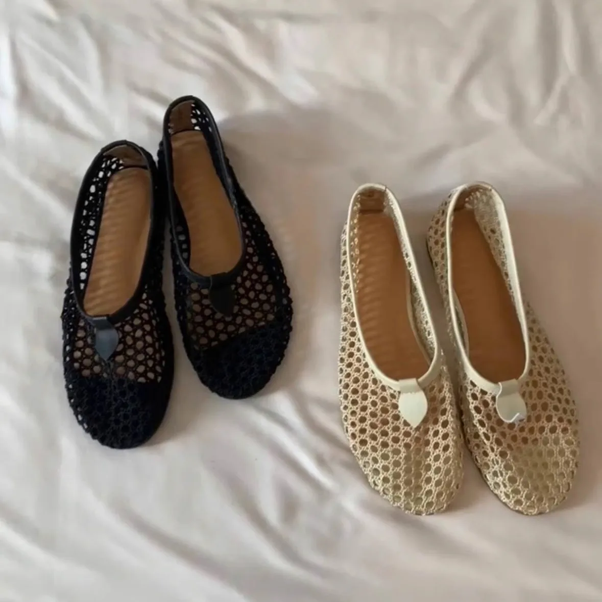 

Round Toe Braided Hollow Flat Sandals Comfortable Breathable Soft-Soled Mary Jane Simple Casual Women's Shoes Sandalias Mujer