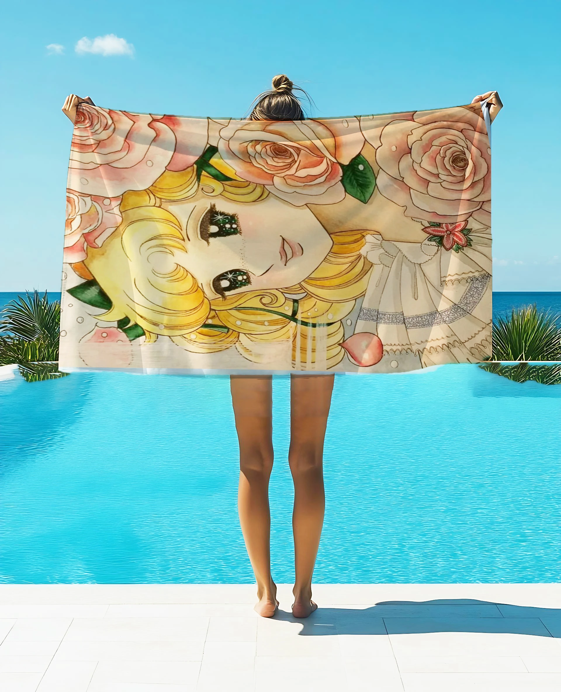 1pcs Cute Candy Candy Anime Cartoon Beach Towel Cute Kawaii Room Decor Bath Girls Children Hand Towels For Bathroom Shower