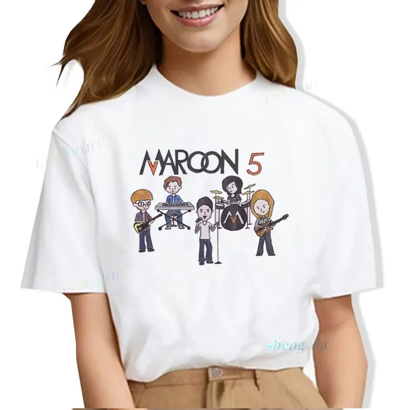Camiseta Vintage Popular de banda de Rock de manga corta con cuello redondo Playera Maroon 5, Camisetas clásicas Adam Levine, Camisetas Unisex para hombre