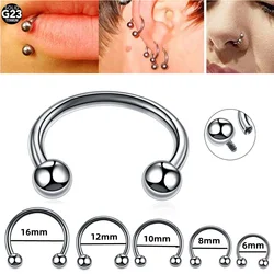 1/10pcs Titanium 18G 16G 14G Ball Horseshoe Rings Helix Tragus Earring Nose Lip Rings Circular Septum Piercing Jewelry 6-16mm