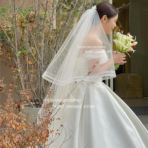 Koreanisch sprühen maßgeschneiderte Hochzeitsfotografie aus Schultergeschwindigkeit Hochzeitskleid zum langen Bodenstahl Roker Roker Hochzeitsgewand 6 Hauptverkäufe Schulter zum Hochzeitskleid - №5