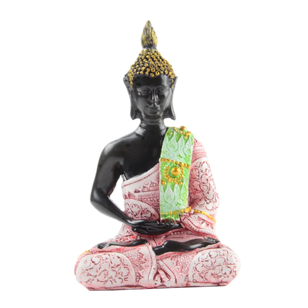 

Sitting Buddha Figure Red Creative Resin Buddhism Statue Home Decoration Shelf Display Living Room Ornament Inspirational Resin