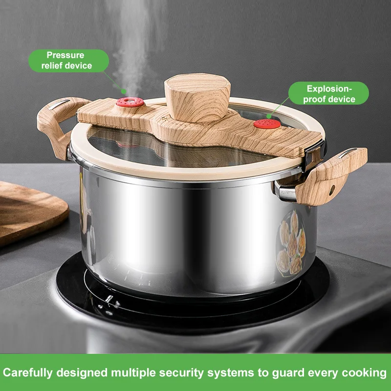 

6L Household Micro-pressure Cooker Pot with Glass Lid Multifunctional Cookware Hight Temperature Resistant Integrated Stew Pot