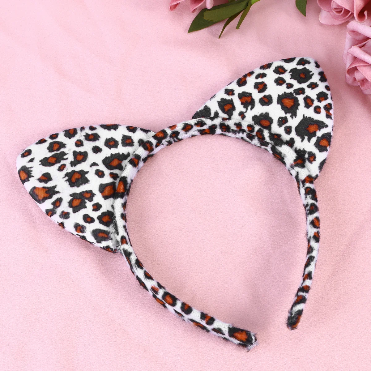 3 pezzi set cosplay per gatti per bambini fascia per capelli coda di papillon fascia elastica costume da festa con stampa leopardata bianca per bambini in stile cartone animato in maschera