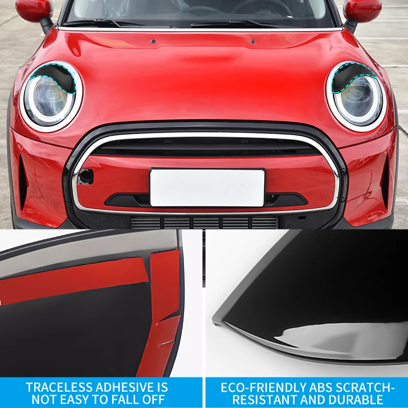 2 adet/takım ABS parlak ve mat siyah renk MINI Cooper için kızgın göz kapağı F54 F55 F56 F57 R55 R56 R57 R58 Car araba far sticker