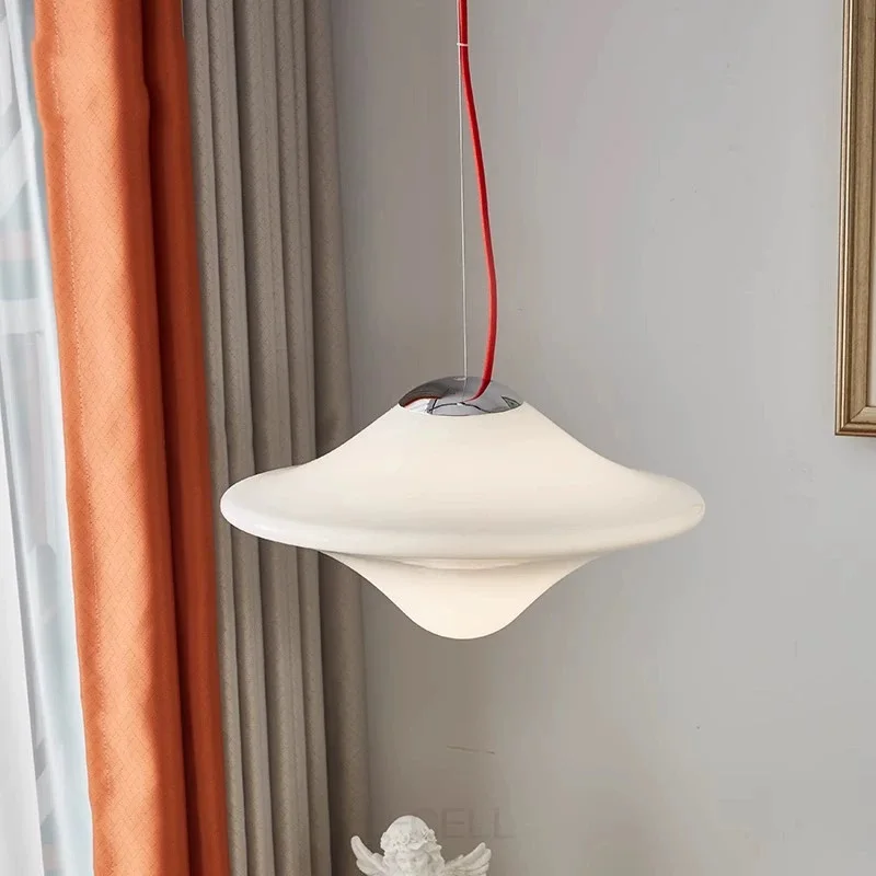 Modern Milky White Glass Pendant Lamps Nordic Flying Saucer Hanging Light For Restaurant Living Room Coffee Store Front Desk Dec