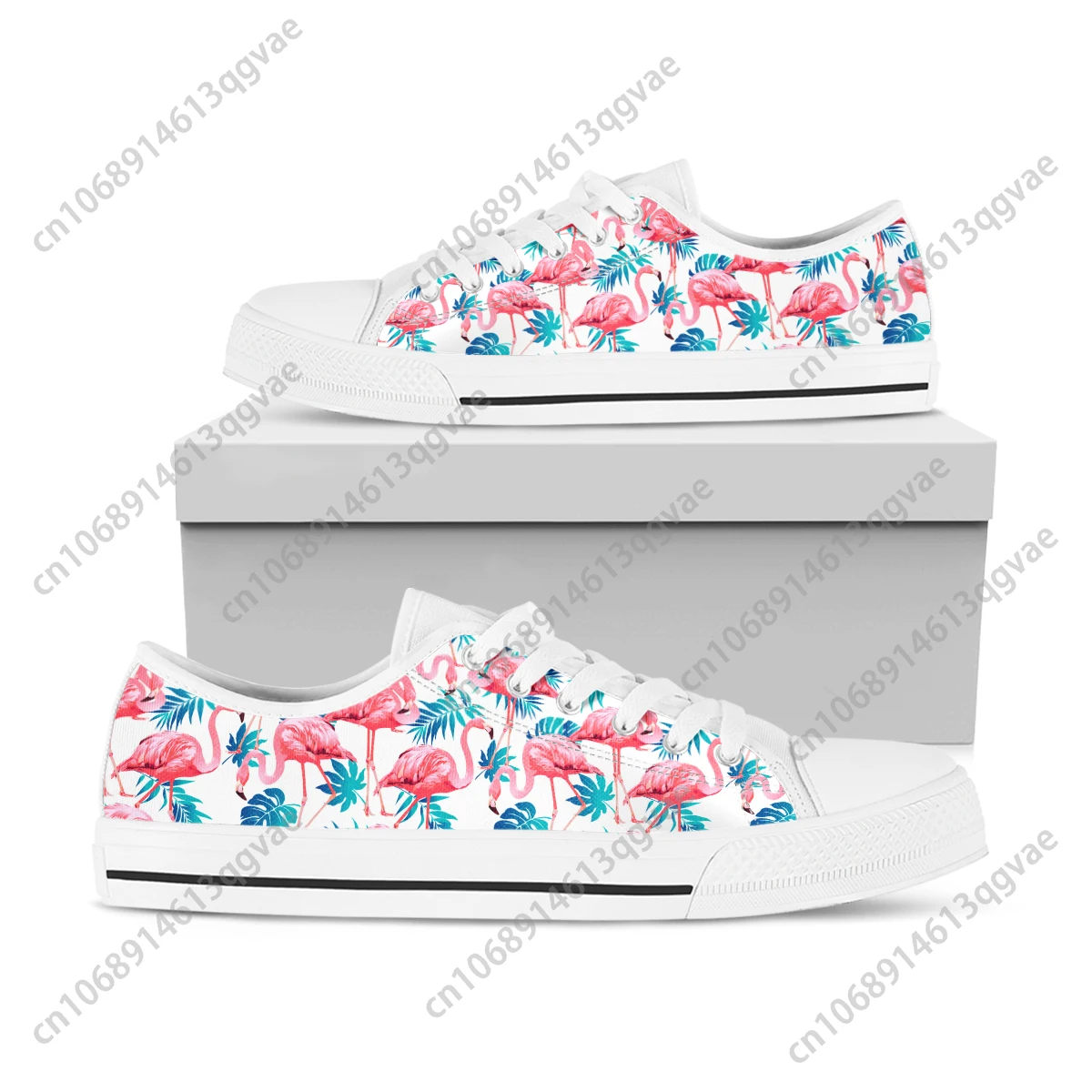 Roze Flamingo Print Low Top Hoge kwaliteit Sneakers Heren Dames Tiener Canvas Lichtgewicht Sneaker Paar Schoenen Op maat gemaakte schoen