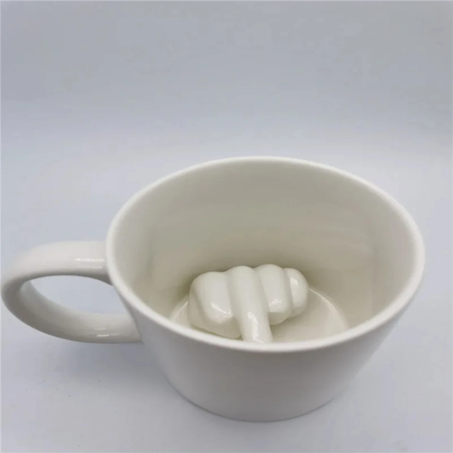 Individual Ceramic Middle Finger Cup | Funny Falk Cup for Coffee and Tea | Unique Porcelain Middle Finger Mug for Pranks | Cool 