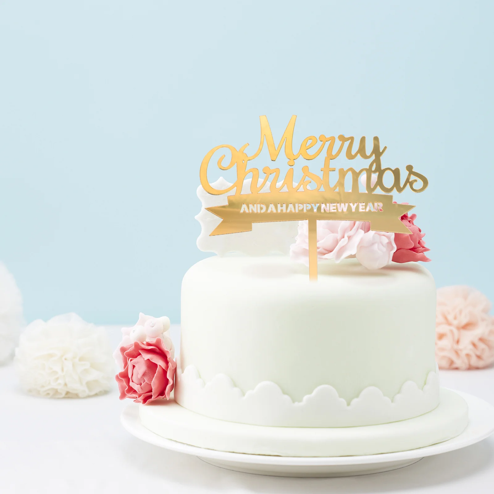 

15Pcs Acrylic Christmas Cake Topper Merry Christmas Holiday Dessert Decoration Xmas Party Cake Picks Festive Accents