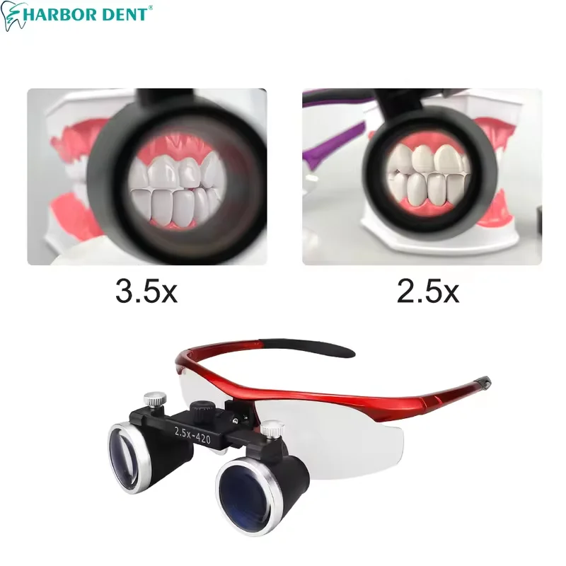 2,5x/3,5x lupy dentystyczne ergonomiczne gogle laboratoryjne lornetka medyczna 320-420mm lupa chirurgia stomatologiczna soczewka optyczna