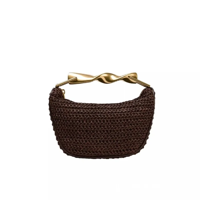 

Summer Half-Moon Beach Straw Shoulder Bags Women's Straw Bucket Bag Purse Woven Straw Handbags Casual Tote Crossbody Bag