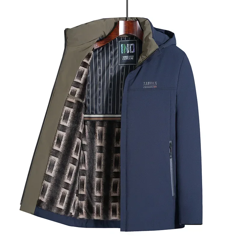 

Winter Thick Middle-aged Men's Fashionable Solid Color Hooded Cotton Jacket