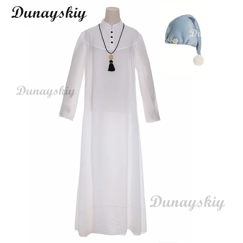 Camisón de luna creciente FF14 para hombre, disfraz de Cosplay blanco, ropa de dormir bonita, traje de fantasía, Unifoerms de Halloween, hecho a medida