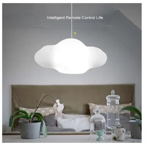 Creative white plastic floating cloud chandelier for children's room decoration LED 16 color remote control dimming hanging lamp