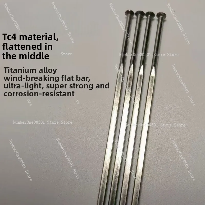 TC4 Titanium Alloy Spokes Black Straight Drawing Flat Spokes Width 2.3mm Road Bike Bicycle Wind Breaking Strip 14G