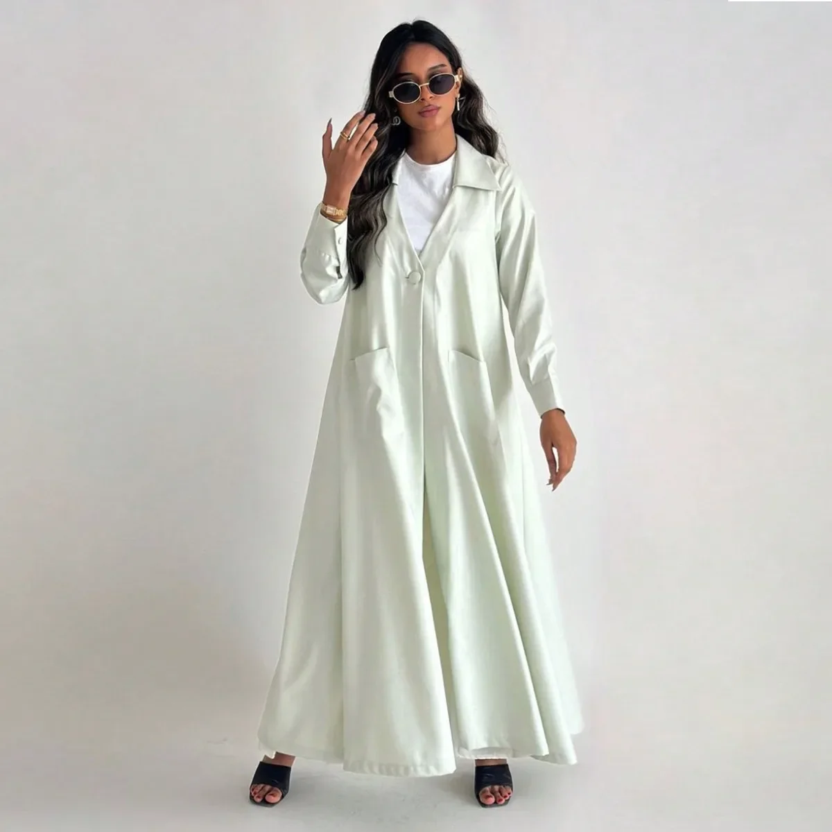 عباية إسلامية مفتوحة من الأمام فساتين ماكسي بأكمام طويلة عبايات عربية قفطان تركي ملابس إسلامية فضفاضة فستان طويل جلباب نسائي