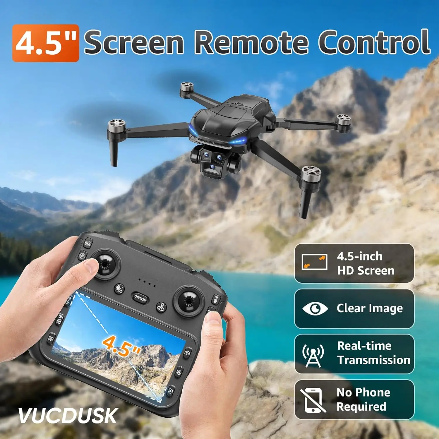 GPS Drone Camera Adults 4K FPV Screen Controller 60 Min Flight Brushless Motor Foldable Quadcopter Auto Return Follow Me 3 Speed