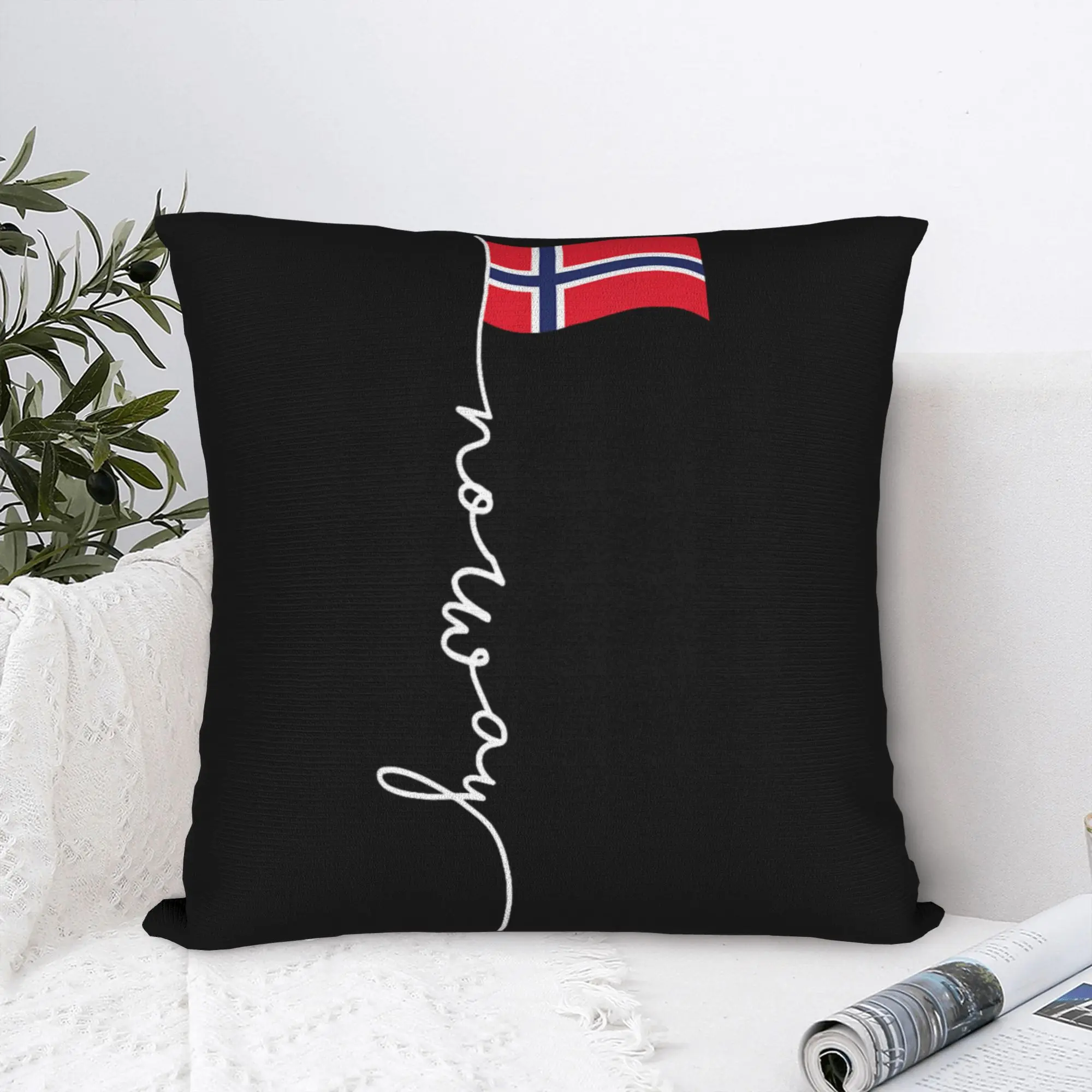 Family Heritage Gifts Norway Signature Flag Pole Patriotic Norwegian Flag Pillowcases Morden Pillow Case