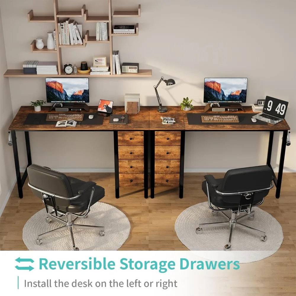 47 inch Computer Desk with 4 Drawers, Writing Work Study Desk for Home Office Bedroom, Modern Simple Student PC Desks