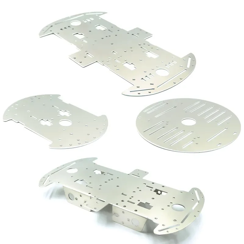 4WD Metal Panel, Intelligent Robot Car Chassis for TT Motor Wheel, 1.5mm Aluminum Alloy Frame Four Wheel Drive Bottom Plate DIY