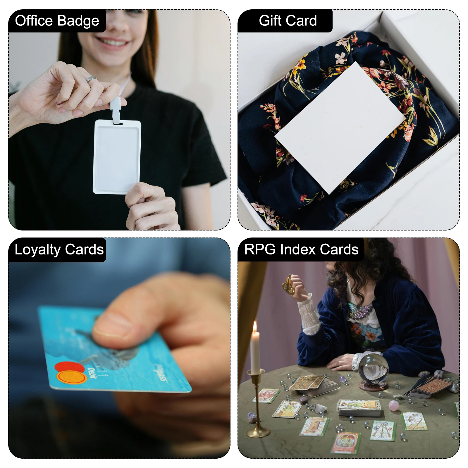 20/40Pcs Blank PVC Cards Color CR80 Plastic Cards Blank ID Card Waterproof for Credit Cards, Identification Badges Printer