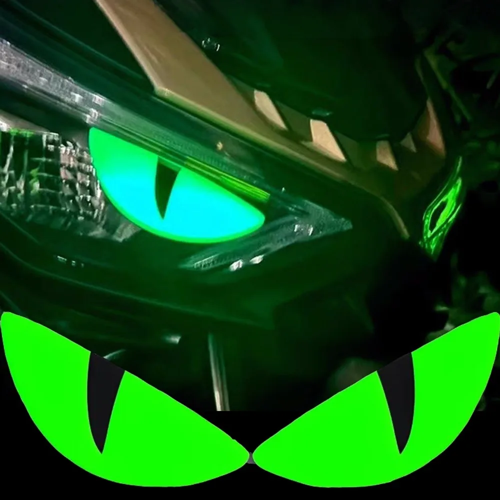 2-6Pcs Luminous Eyes Car Stickers 3D Reflective Demon Cat Eyes Sticker for Auto Motorcycle Night Light Warning Decoration Decals