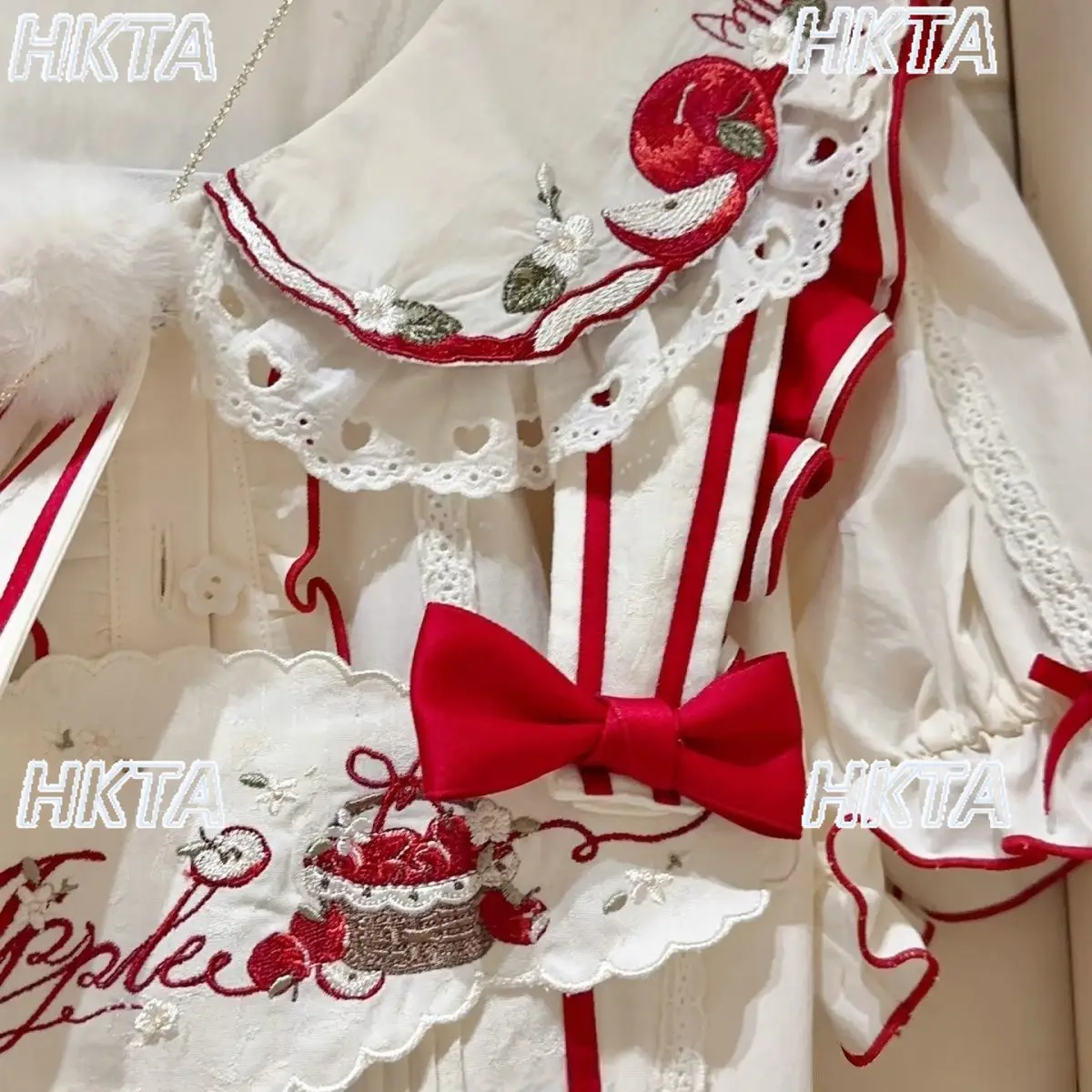 일본식 달콤한 자수 리본 주름 로리타 셔츠 귀여운 인형 칼라 버블 반소매 레이스 다용도 블라우스 여성용